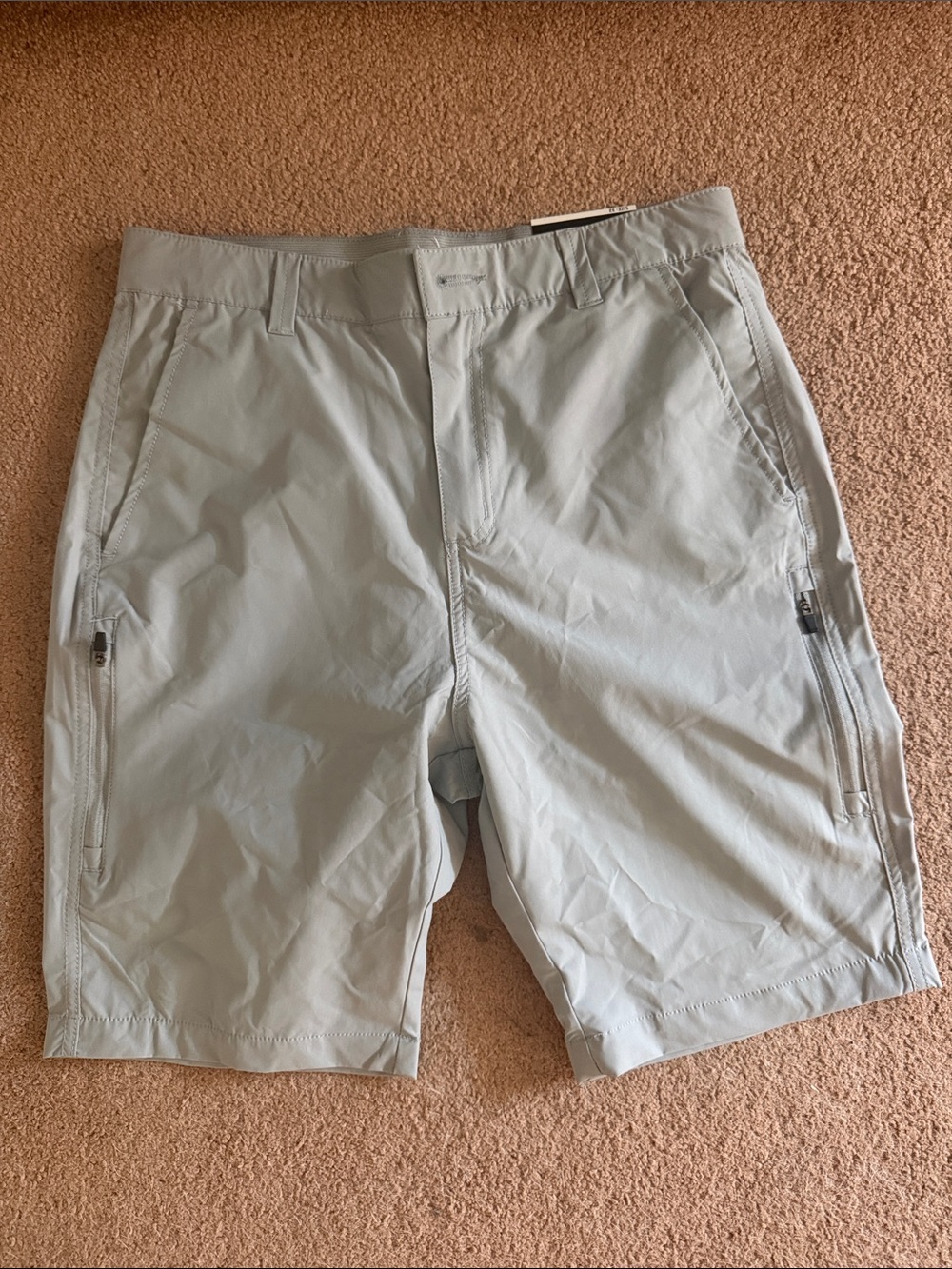 Men's Light Gray Hybrid Performance Shorts with Zip Pockets